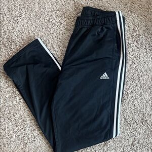 Adidas Kids Black Joggers with White Stripes